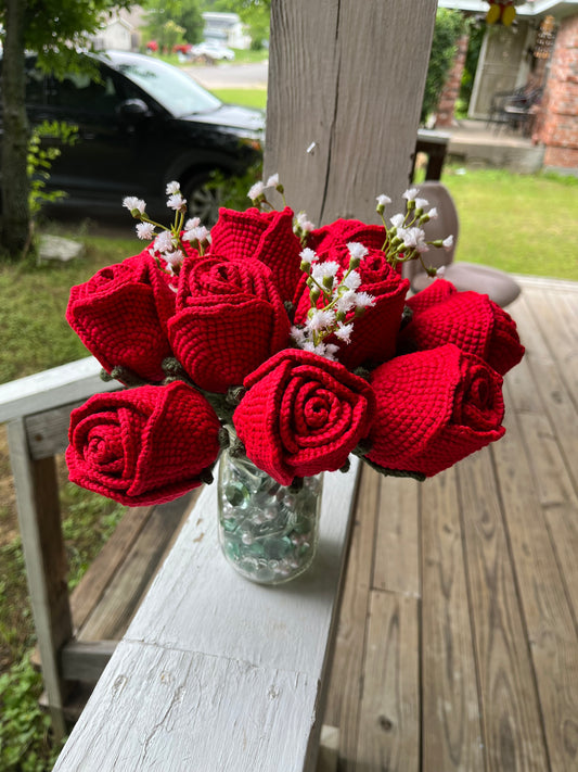 Dozen Crochet Roses